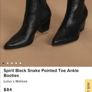 Lulus x Matisse Black Snake Pointed Toe Ankle Booties